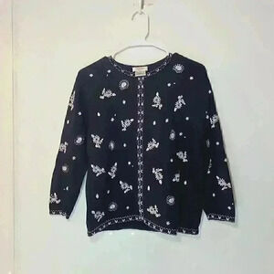 Talbots Vintage Embroidered Cardigan Sz S